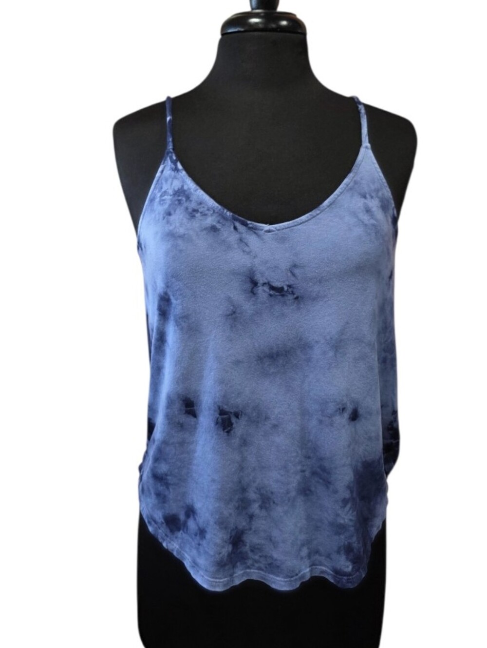 Vintage Y2K Yoga Babe Devala S Blue Tie-Dye Spaghetti Strap Tank Top